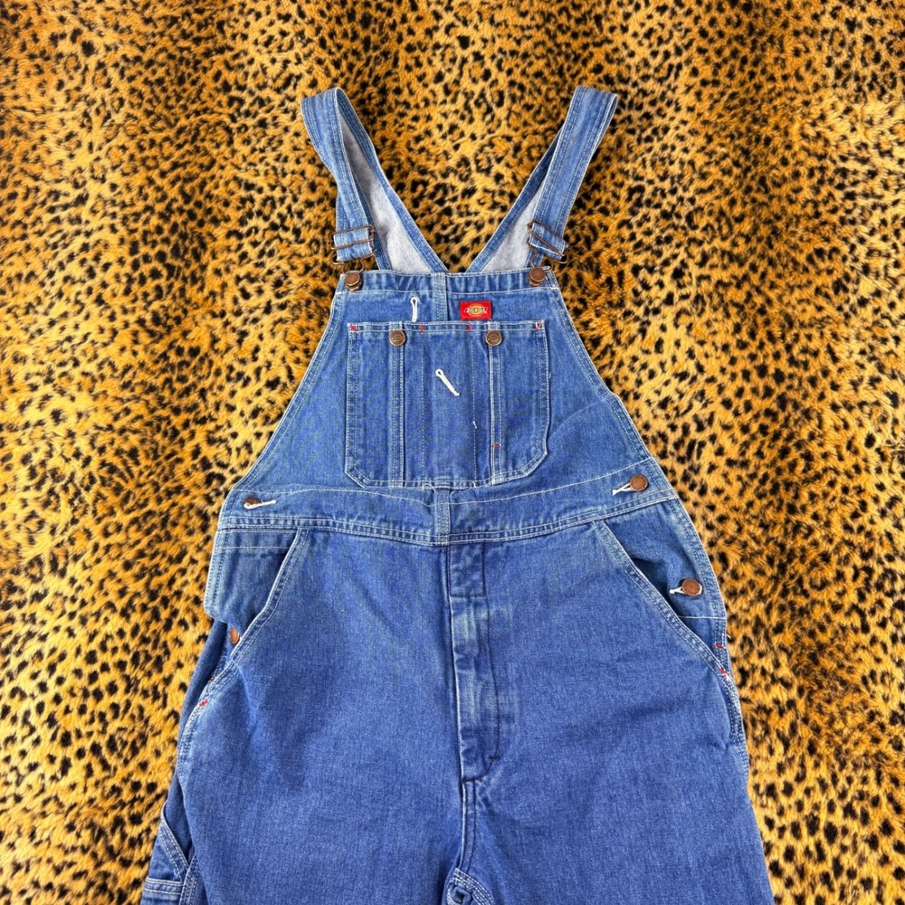 Dickies Girl Denim Bib Overalls Medium Wash Blue KB102 34x28